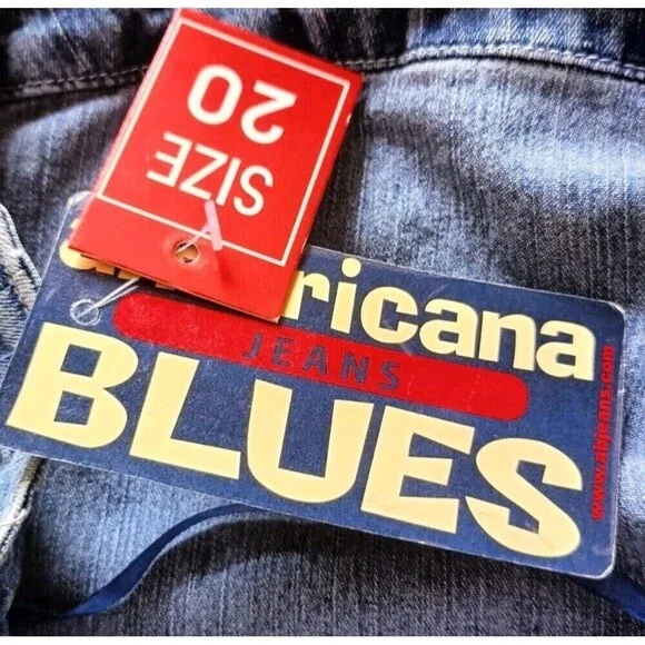 Americana Blues Denim Halter Overalls Shorts Size 20 Jean Romper Jumpsuit New - Picture 4 of 8